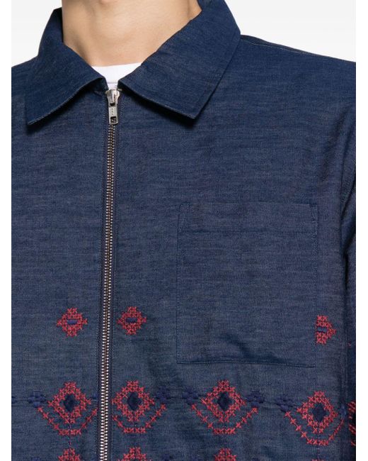YMC Blue Bowie Embroidered Denim Jacket for men
