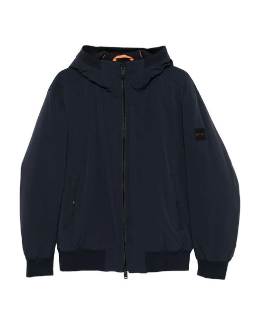 Boss Blue Logo-Patch Padded Jacket for men