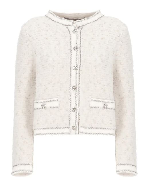 D.exterior White Cardigan Mit Pailletten