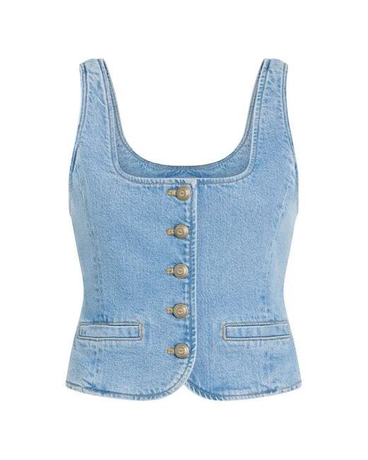 Cinq À Sept Blue Rowena Button-Up Denim Top