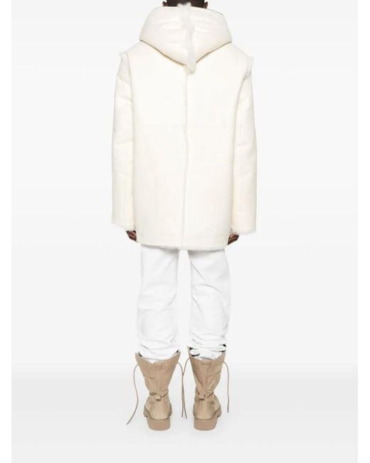 メンズ Rick Owens フーデッド ムートンジャケット White