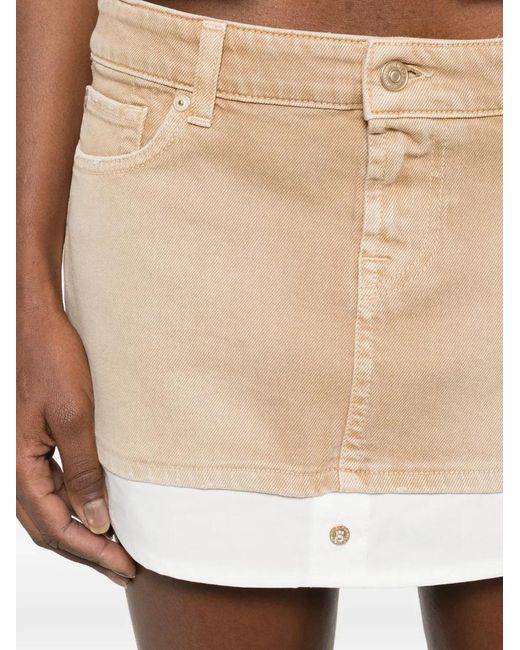 7 For All Mankind Natural Button-Fastening Mini Skirt