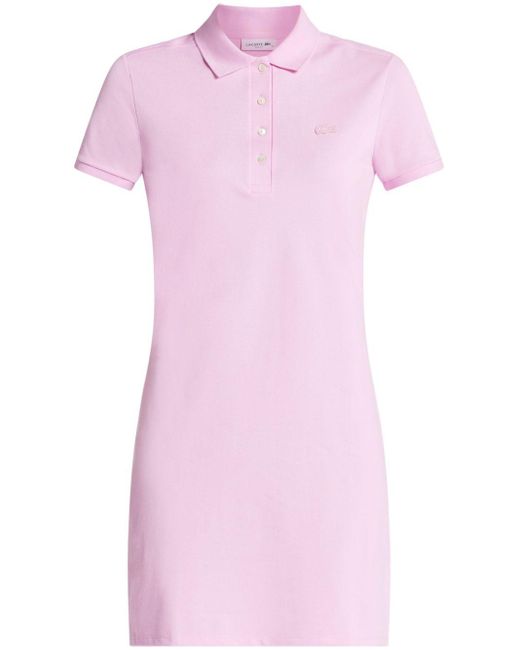 Lacoste Pink Logo-patch Cotton-piqué Polo Dress