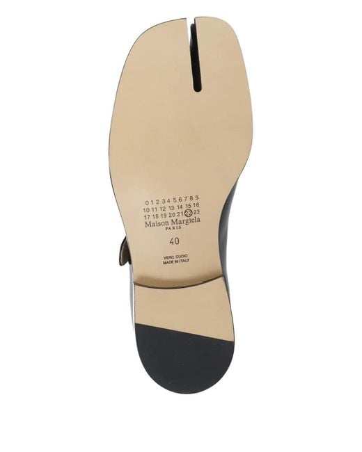 Maison Margiela Black Tabi Buckle Leather Flat Shoes