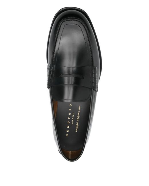 Henderson Black Penny-Strap Leather Loafers for men