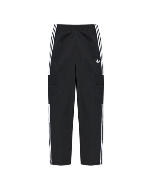Adidas Black Logo-Embroidered Side-Stripe Cargo Pants for men