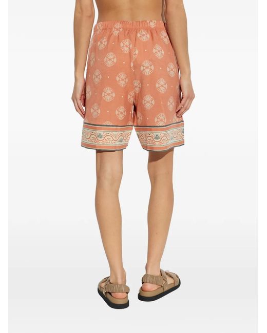 Hanro Orange Printed Drawstring Shorts