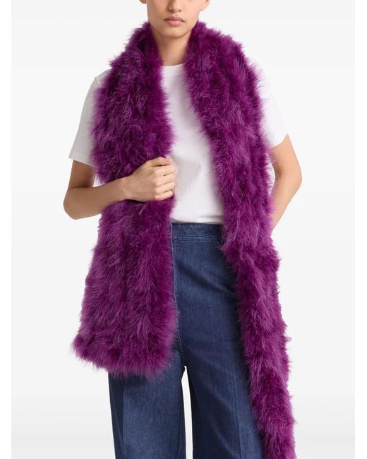 Yves Salomon Purple Feather-Detailing Scarf