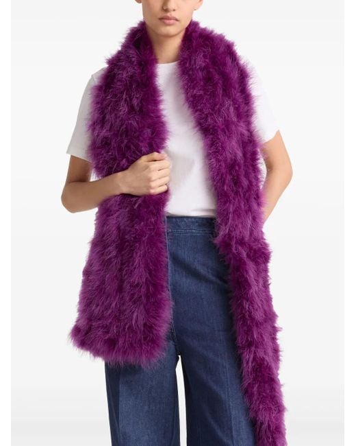 Yves Salomon フェザーディテール スカーフ Purple
