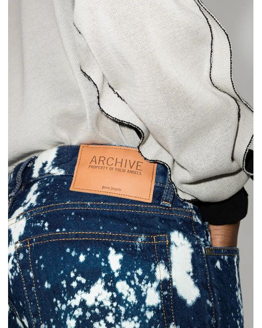 Palm Angels Blue Galaxy Dye Slim-Fit Jeans for men