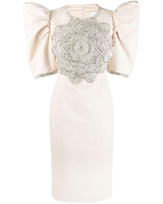 Loulou White Floral-appliqué Silk Dress