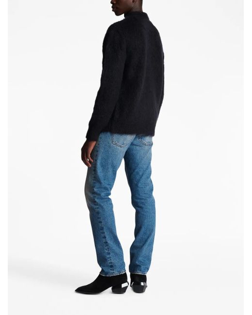 Balmain Brushed-Finish Mohair Blend Jumper in Black für Herren