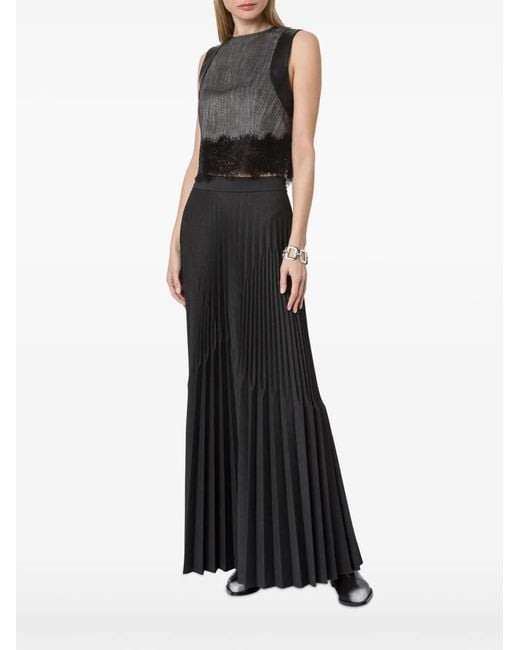 Alberta Ferretti Gray And Lace Top