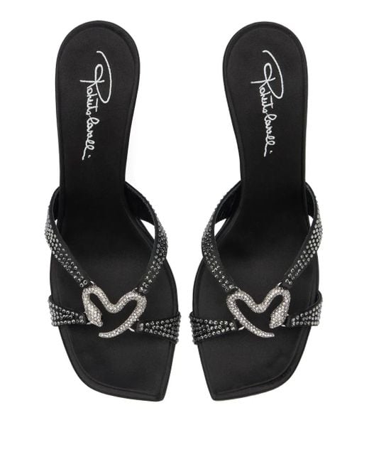 Roberto Cavalli Black Embellished Heeled Sandals
