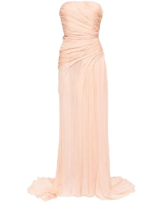 Ermanno Scervino Pink Strapless Draped Gown