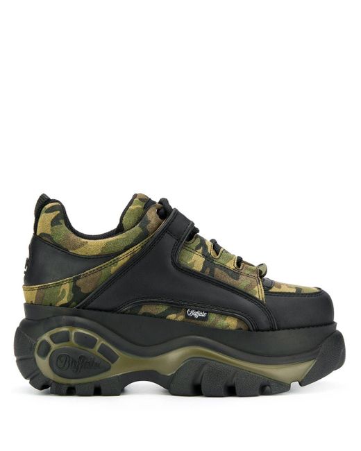 Buffalo Black Camouflage Platform Sneakers