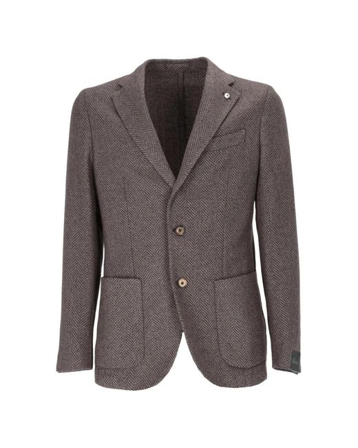 Brando Gray Herringbone-Pattern Blazer for men