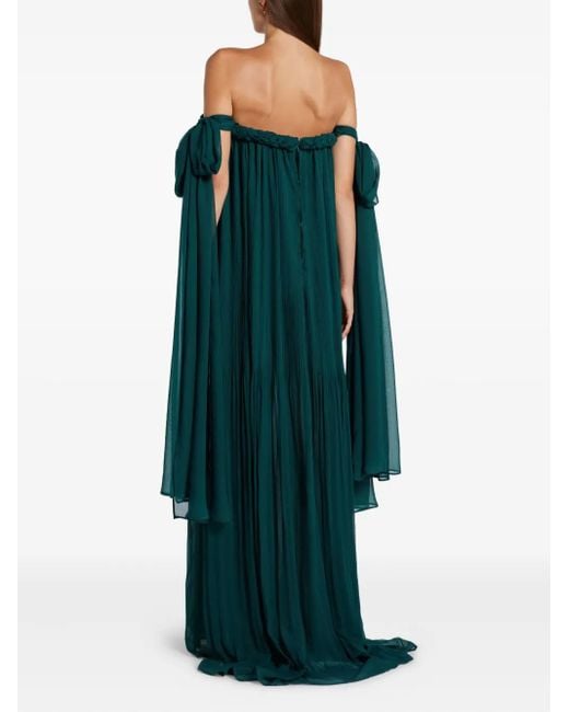 LEO LIN Green Camila Off-shoulder Maxi Dress