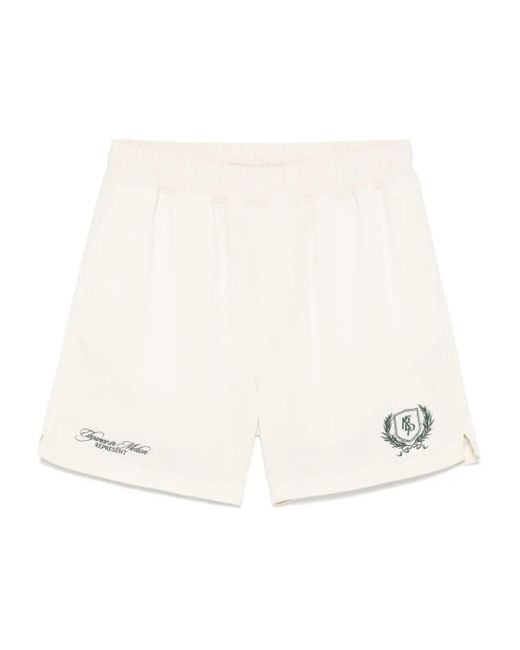 Represent Natural Embroidered-Logo Shorts for men
