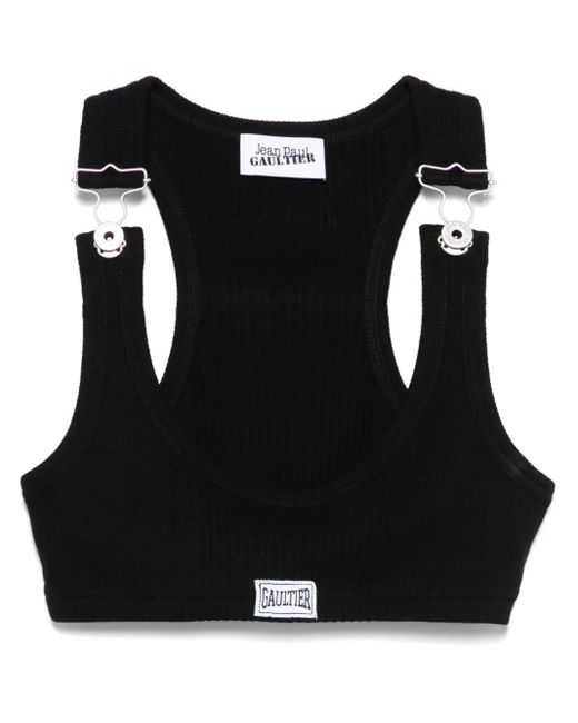 Jean Paul Gaultier Black Cropped-Top mit Clip-Patch