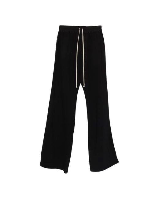 Rick Owens Black Drawstring Wide-Leg Trousers for men