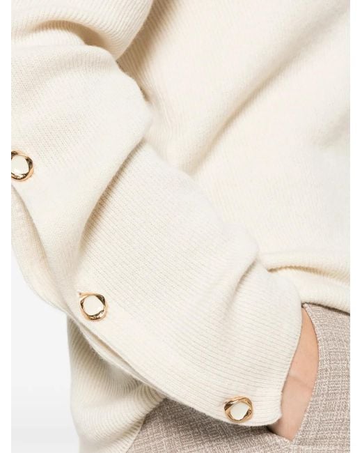 Agnona White Long-Sleeve V-Neck Sweater