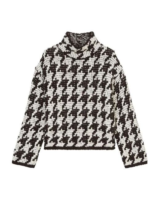Marc O' Polo Black Houndstooth-Pattern Turtleneck Sweater