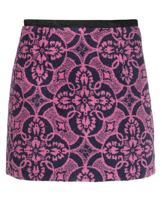 MARINE SERRE Purple Embroidered Cotton And Polyester Mini Skirt