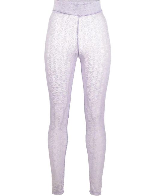 Philipp Plein Legging Met Monogram in het Purple