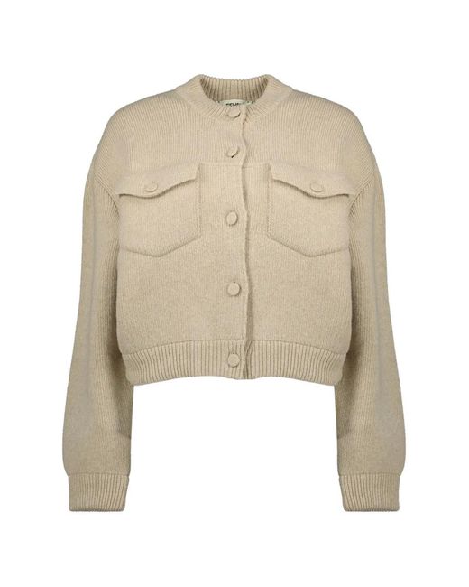 Fendi Natural Buttoned-Flap Pocket Fitted Jacket
