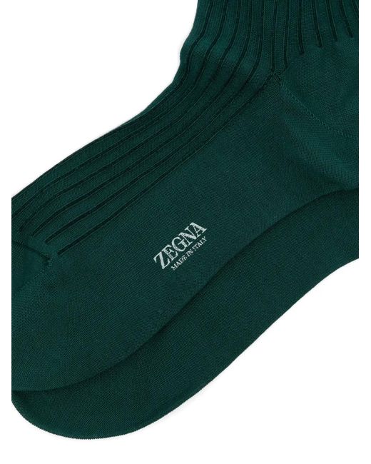 Zegna Green Ribbed Socks for men