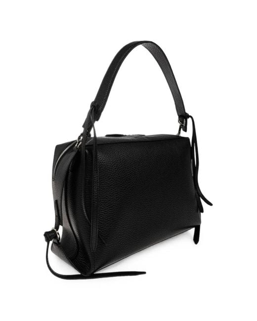 Yuzefi Blue Bento Pebbled Leather Shoulder Bag