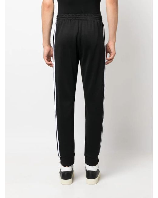 Adidas Black Embroidered-Logo Tapered Track Pants for men