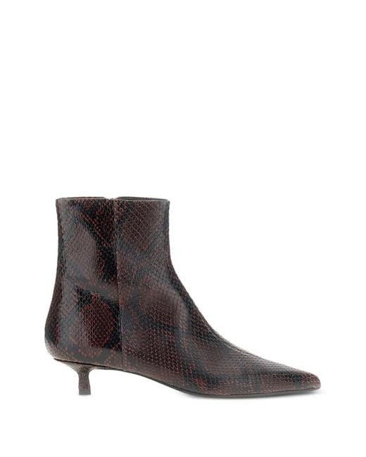 Aeyde Brown Sofie Snake-Print Pointed-Toe Ankle Boots