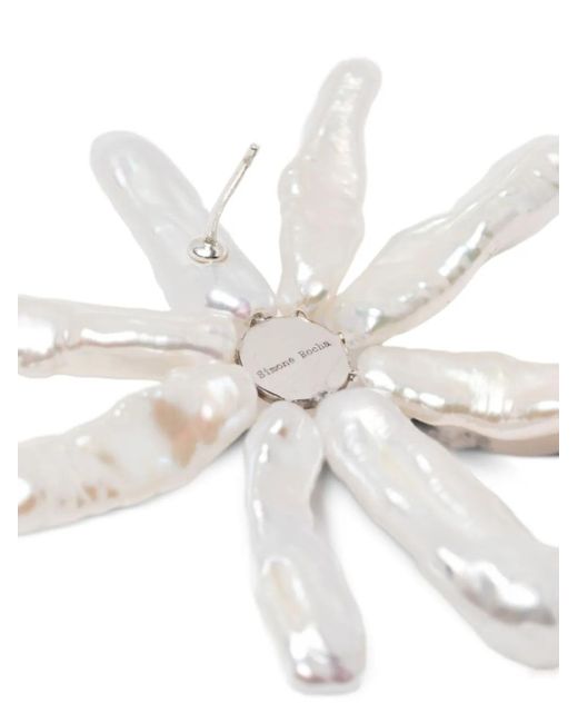 Simone Rocha White Flower-Design Earrings
