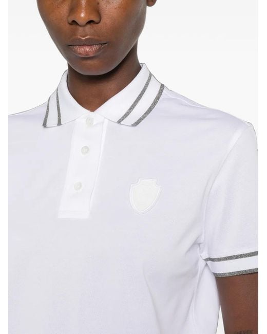 Brunello Cucinelli White Striped-Trim Polo Shirt