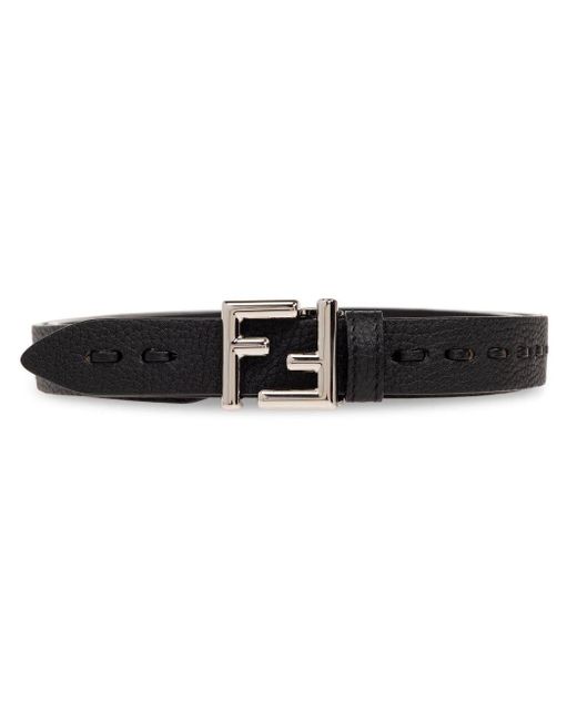 Cintura con placca logo di Fendi in Black