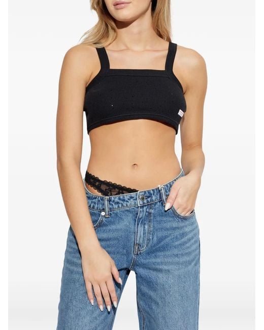 Alexander Wang Blue Crystal-Embellished Crop Top