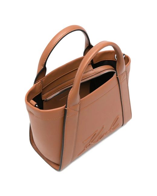 Karl Lagerfeld Brown K7Ville Embossed-Logo Tote Bag