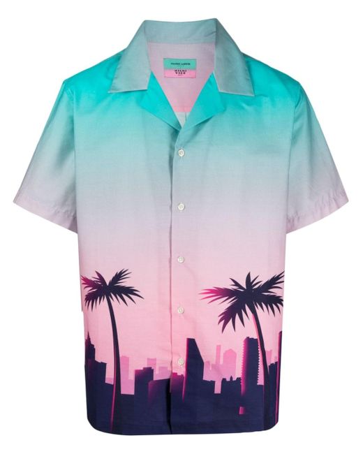 Maison Labiche Blue Miami Vice Palm-tree Print Shirt for men