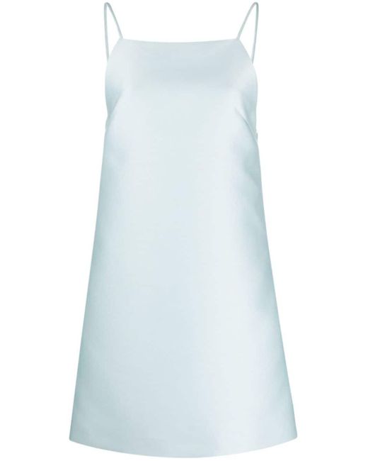 Prada Blue Square-neck Satin-finish Minidress