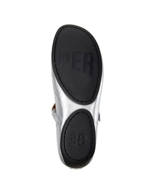 Camper White Right Nina Touch-Strap Ballet Flats