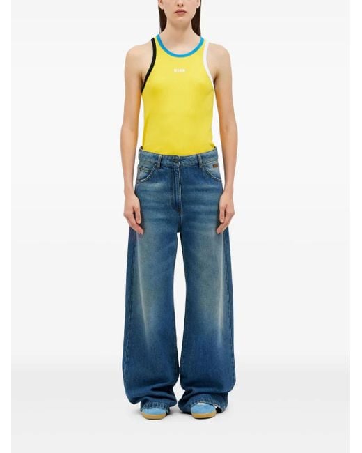 MSGM Blue Wide-Leg Jeans