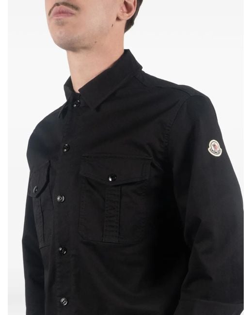 Moncler Black Buttoned Pocket Shirt for men