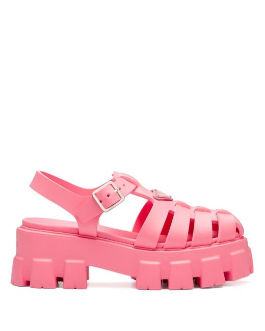 Prada Pink Monolith Caged Rubber Sandals