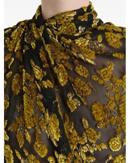 Balmain Green Draped Velvet-Jacquard Dress