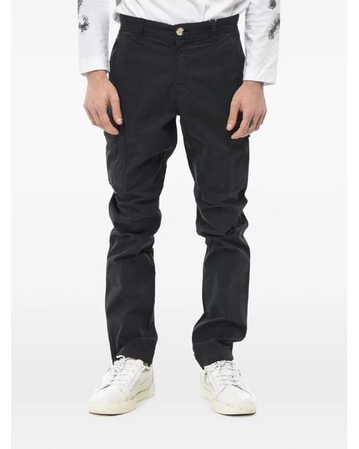 Woolrich Blue Logo-Patch Cargo Pants for men