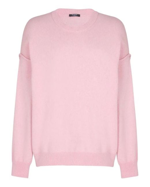 Balmain Pink Crew-Neck Cashmere Sweater for men