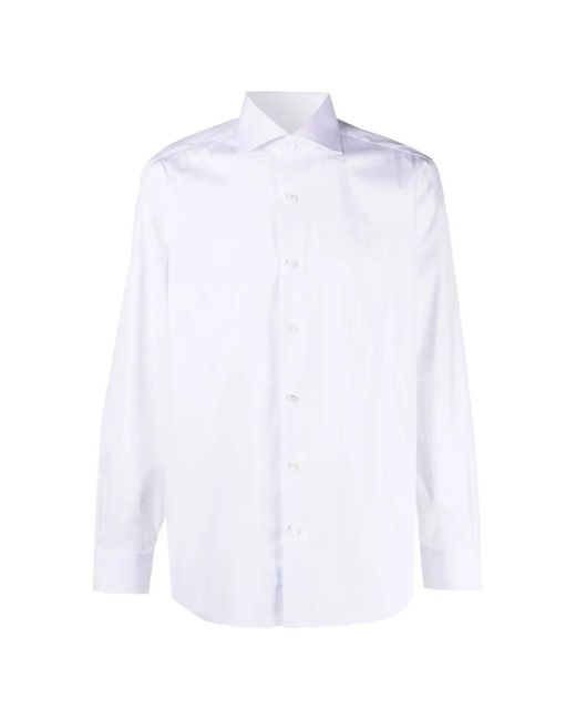 Barba Napoli White French Collar Button Shirt for men