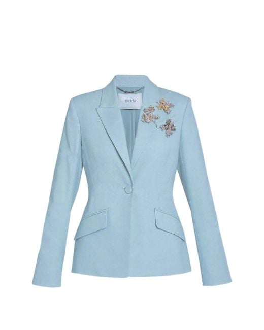 Erdem Blue Embellished Single-Breasted Blazer